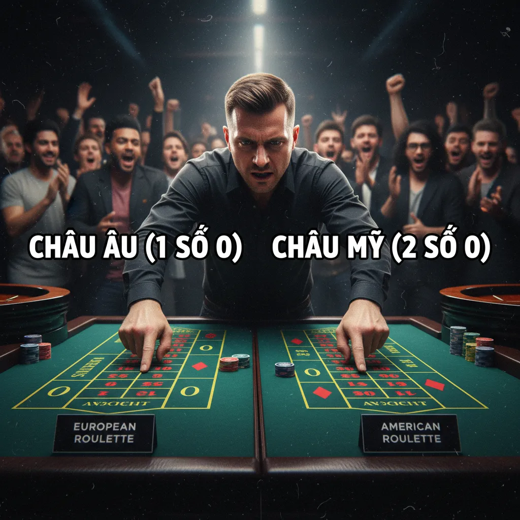 Bàn cược Roulette Mỹ với hai ô số 0 và 00